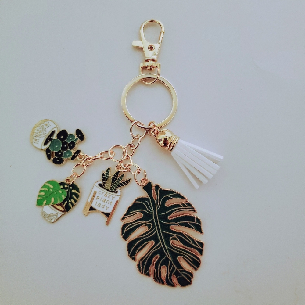Crazy Plant Lady Bag Charm Key Ring